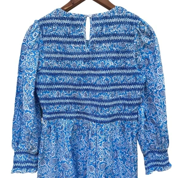 Tuckernuck Pink City Prints Isabel Ornate Sky Blue Smocked Midi Dress - Picture 13 of 16